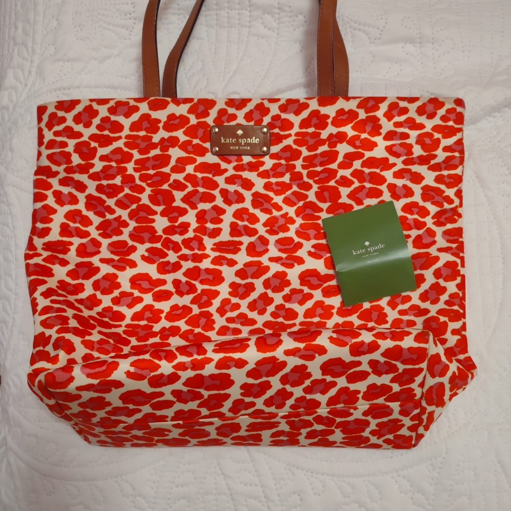 Kate Spade Red and Tan Leopard Print Tote